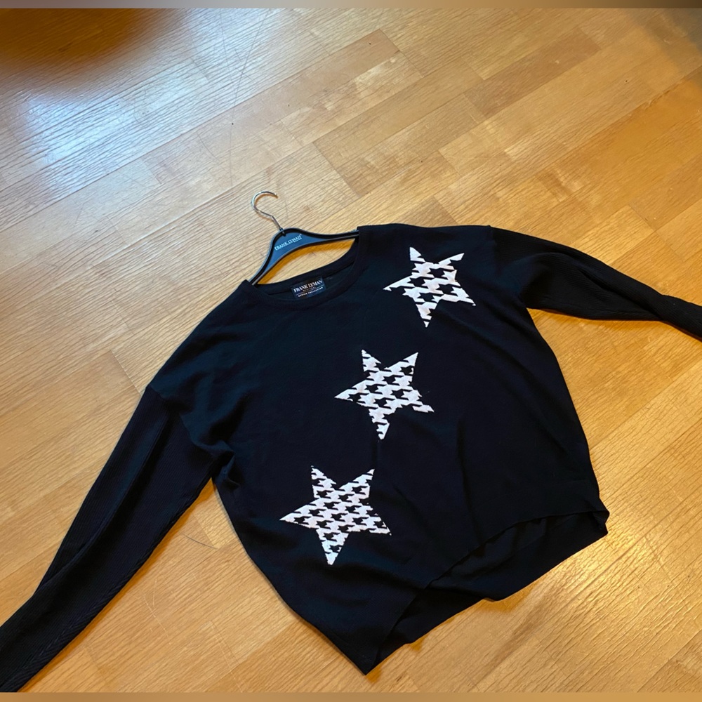 Frank Lyman Design Black Sweater with Knit Stars